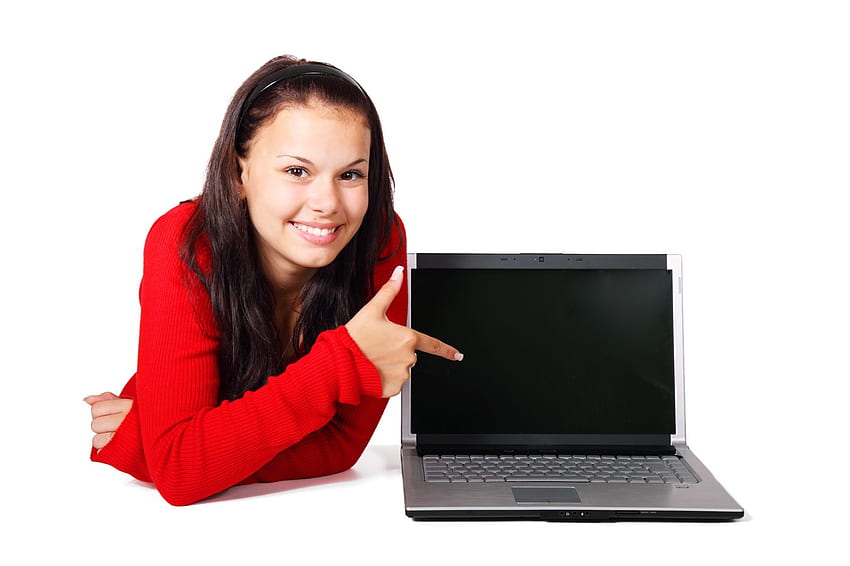 Kobieta Dziewczyna Model Młodych Ludzi Technologia Ładna Kobieta Biały Komputer Biznesowy Laptop Dla Dorosłych. Najlepsza wysoka jakość Tapeta HD