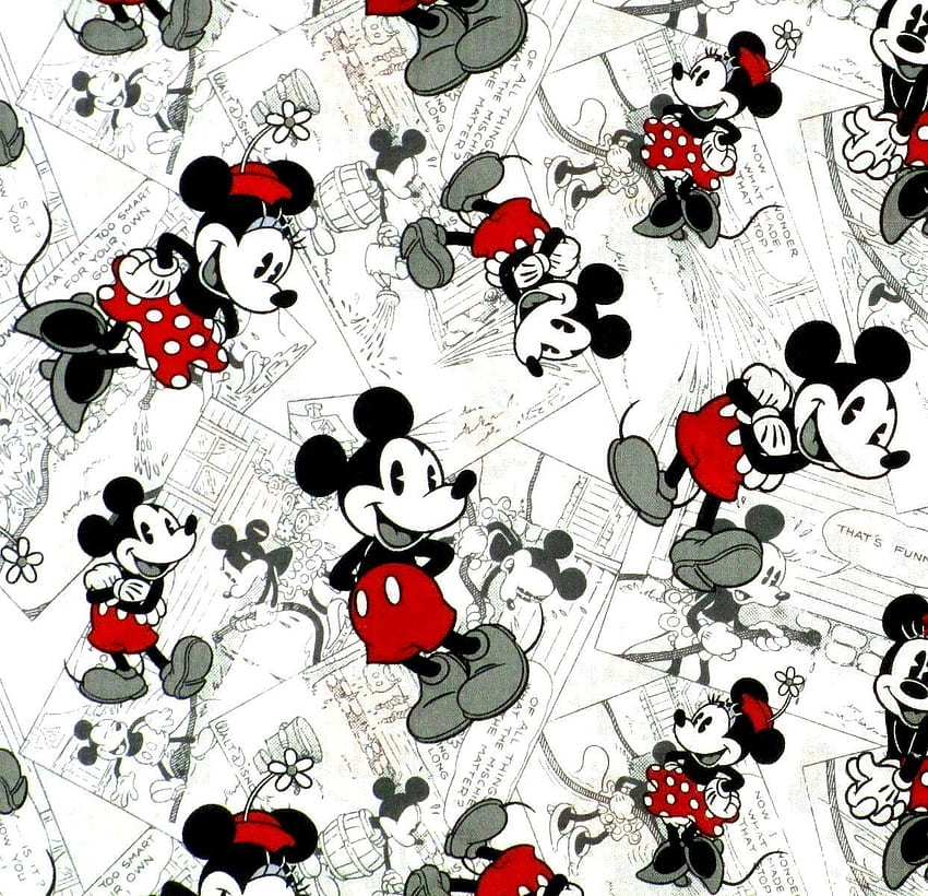 ✔ SELTEN ! NOUVEAU TISSU PATCHWORK ENFANT DISNEY MINIE & MICKEY, Vintage Minnie Maus HD-Hintergrundbild
