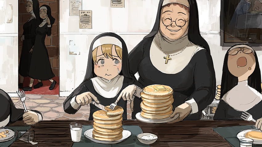 Петък намерих този потребител на Twitter, който прави очарователно католическо аниме изкуство. Рядко виждам двете да се смесват толкова добре. Покажете им малко любов! : католицизъм, католическа монахиня HD тапет