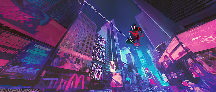 Spider Man Miles City, Super-héros, , , Arrière-plan et , Spider Man Violet Fond d'écran HD