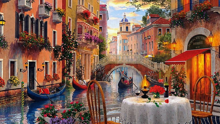 Italienische Landschaft, Italien-Café HD-Hintergrundbild
