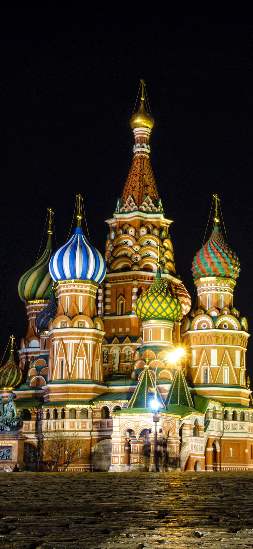 Moskau, Kreml, Roter Platz, Nacht, Lichter IPhone 11 Pro XS Max , Hintergrund, , , Rotes Quadrat iPhone HD-Handy-Hintergrundbild