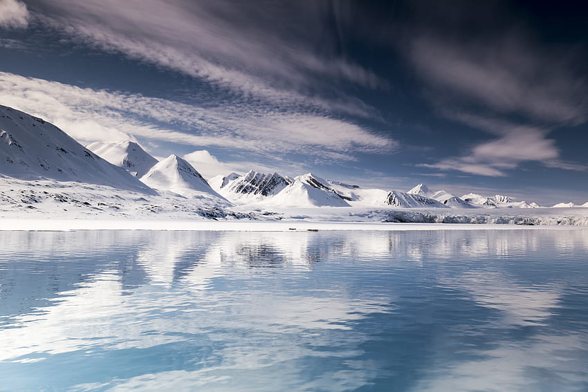 Svalbard, Nature, Mountains, Snow, Lake, Iceberg, Spitsbergen HD wallpaper