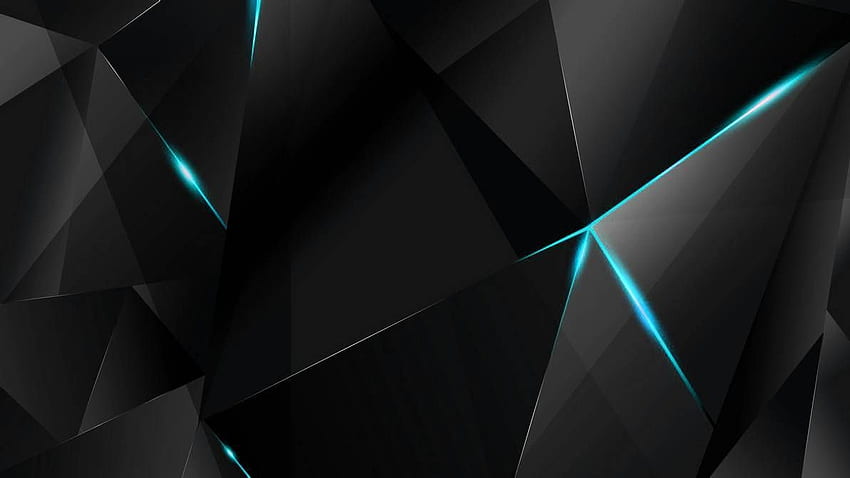 - Cyan Abstract Polygons (Black BG) от kaminohunter през 2021 г. Черно и синьо, Abstract, Червено и черно, Polygon Gaming HD тапет