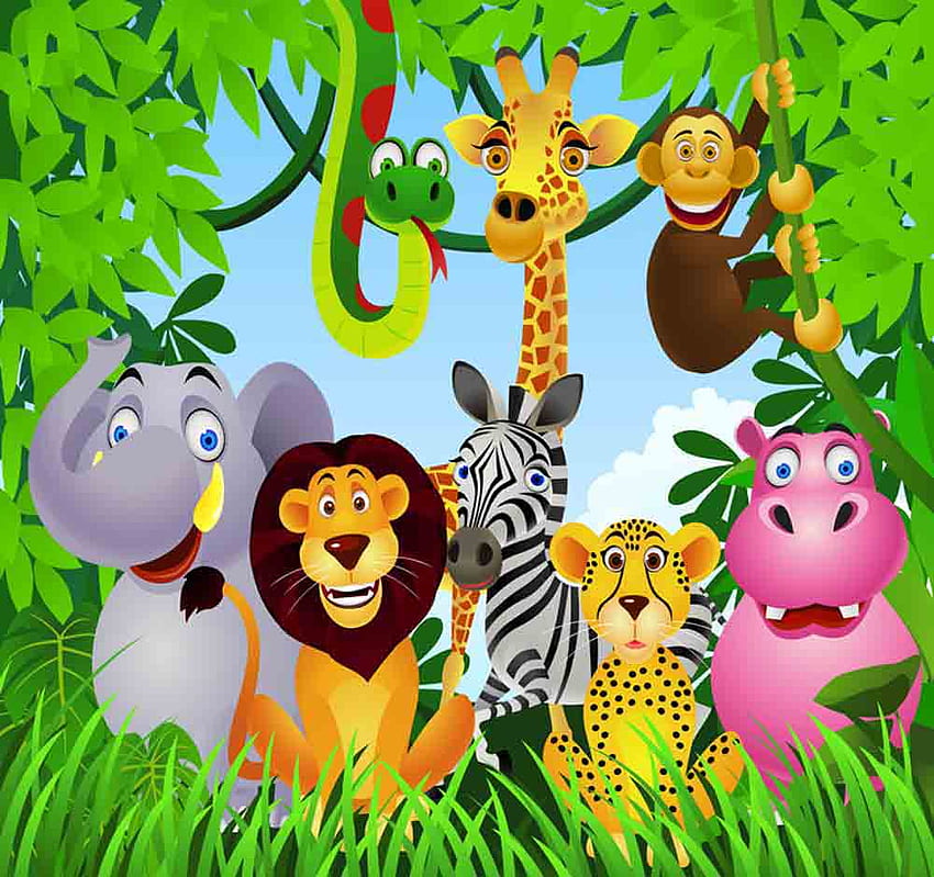 Credited To us Org Jungle Animals - Jungle Theme - -, Rainforest Animals HD тапет
