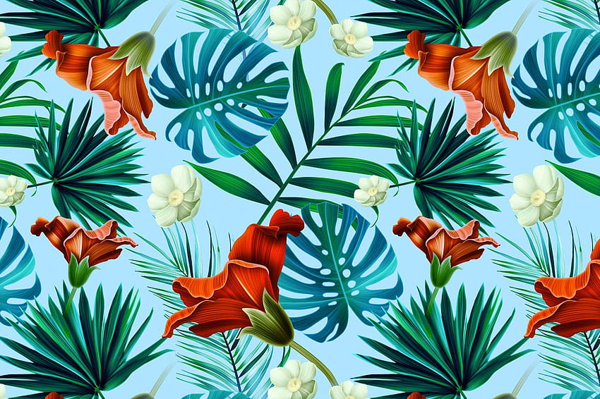 Tropical pattern Jungle flowers Patterns on Creative, Hawaiian Pattern HD wallpaper