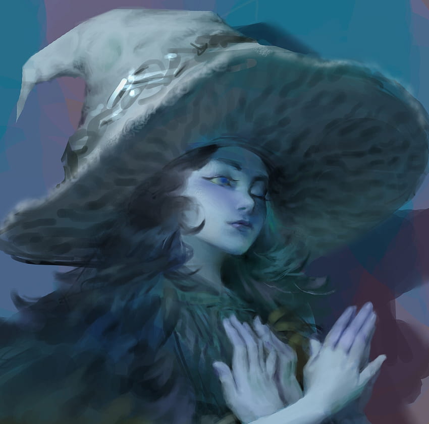 Ranni, blue, fantasy, face, girl, smallfive xiang, witch, hat, art HD wallpaper