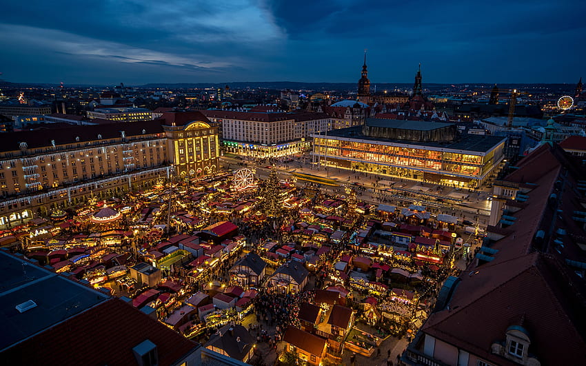 Dresden Germany Christmas Town square Night Cities HD wallpaper