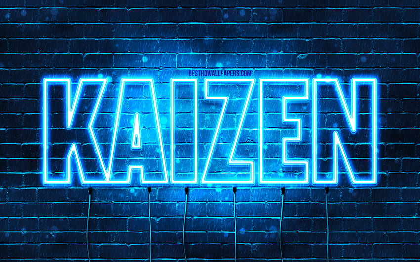 Happy Birtay Kaizen, , blue neon lights, Kaizen name, creative, Kaizen Happy Birtay, Kaizen Birtay, popular japanese male names, with Kaizen name, Kaizen HD wallpaper
