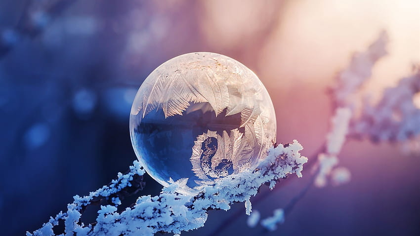 Bola de cristal, nieve, escarcha, resplandor fondo de pantalla