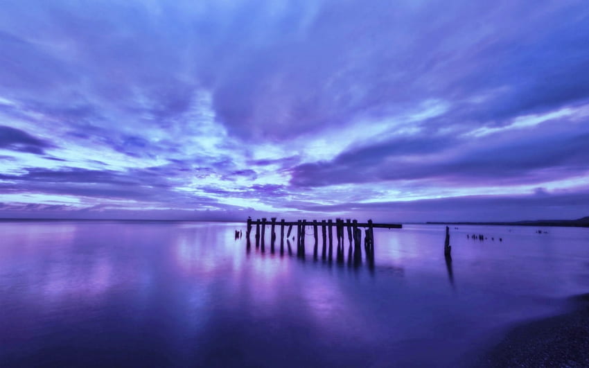 pier, sky, nature, ocean HD wallpaper