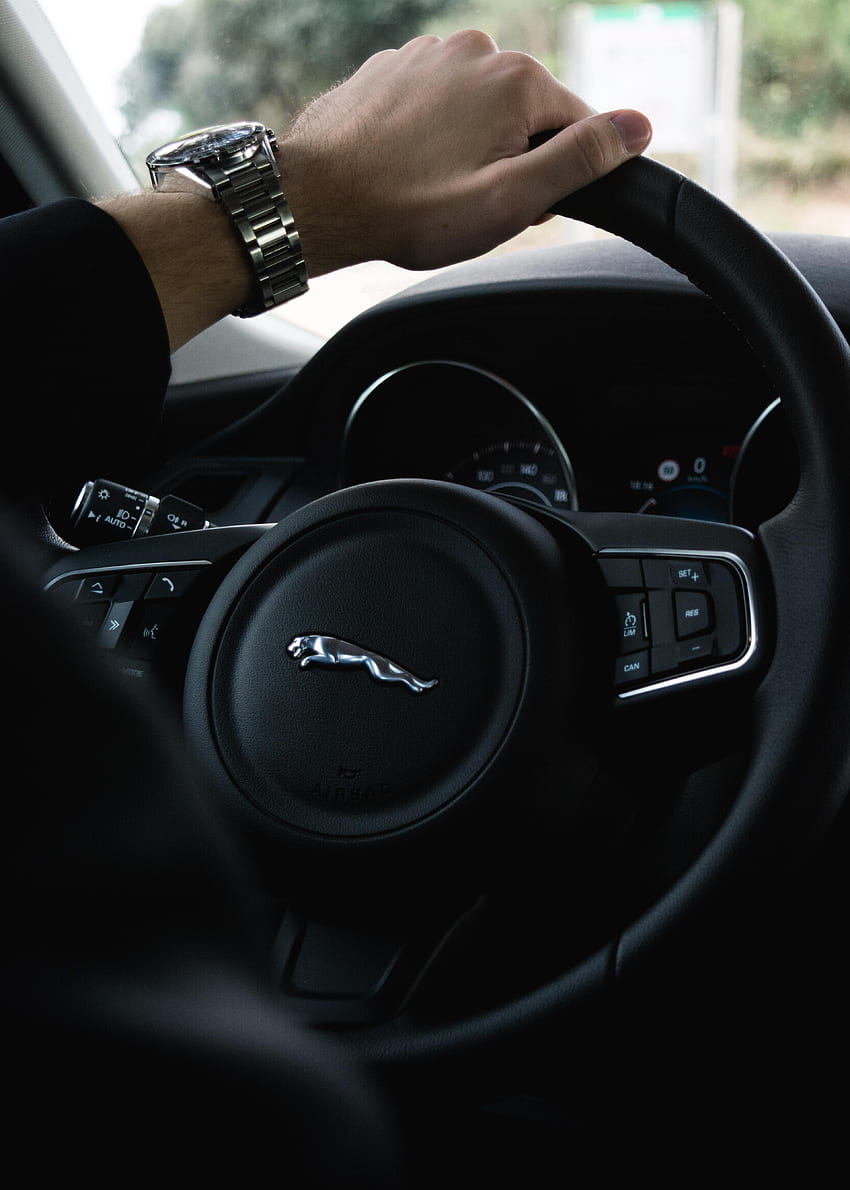 Jaguar, Clock, Cars, Hand, Steering Wheel, Rudder HD phone wallpaper