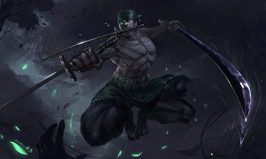 Swords, One Piece, Green Eye, Roronoa Zoro - Resolution:, Zoro Swords HD wallpaper