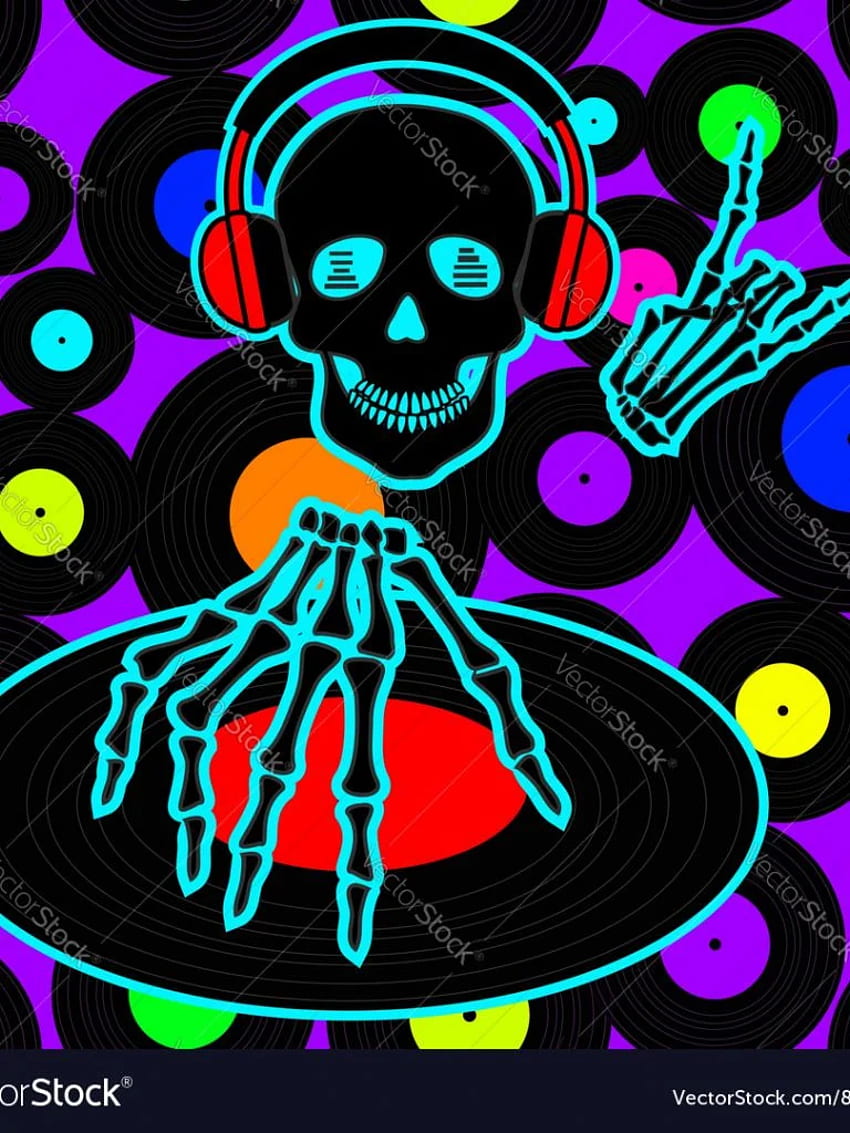 音楽チラシまたは Dj スカル ロイヤリティ ベクトル []、モバイル & タブレットの背景。 バックグラウンド DJ、DJ スカルを探す HD電話の壁紙