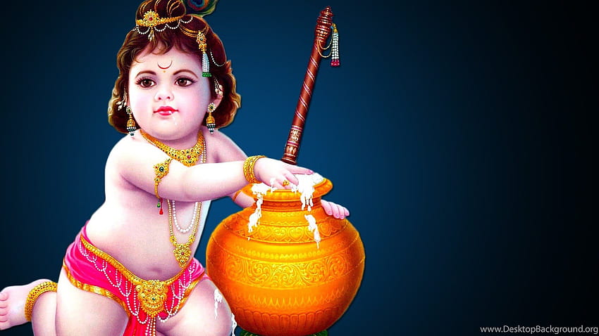 Lord Krishna , Bal Gopal Jamnashtami Greetings Background, Laddu Gopal HD  wallpaper | Pxfuel