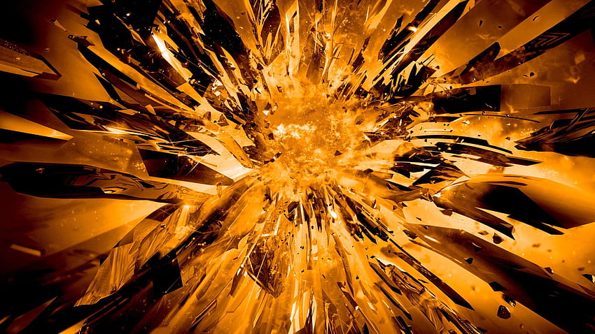 Abstract, Gold & Background, Orange Shards HD wallpaper