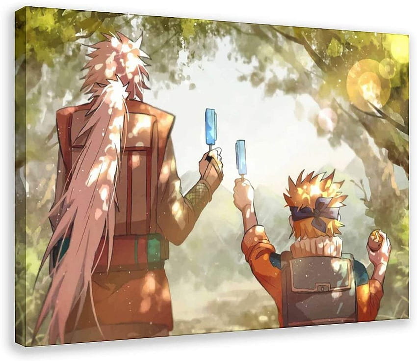 Anime Naruto And Jiraiya Popsicle Canvas Poster Wall Art Decor Print