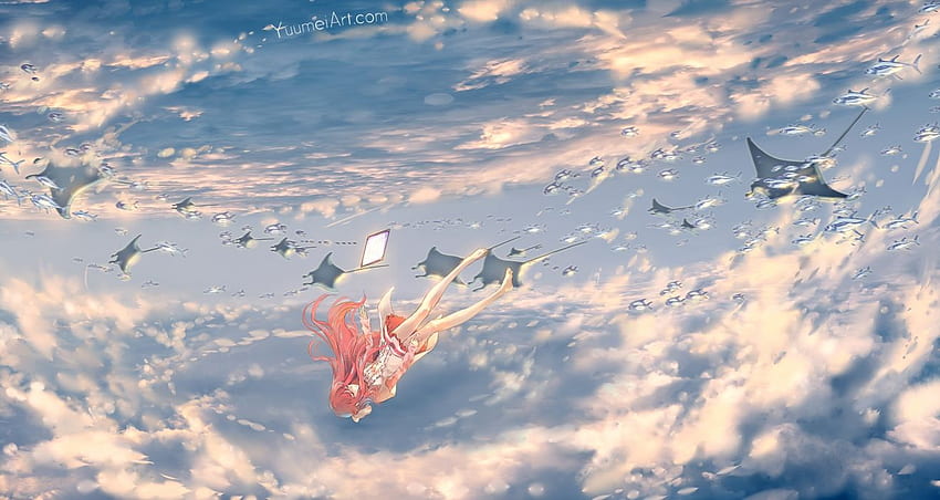 Le nuvole animali a piedi nudi vestono i pesci dai capelli lunghi capelli rosa rin, Rifugio Sfondo HD