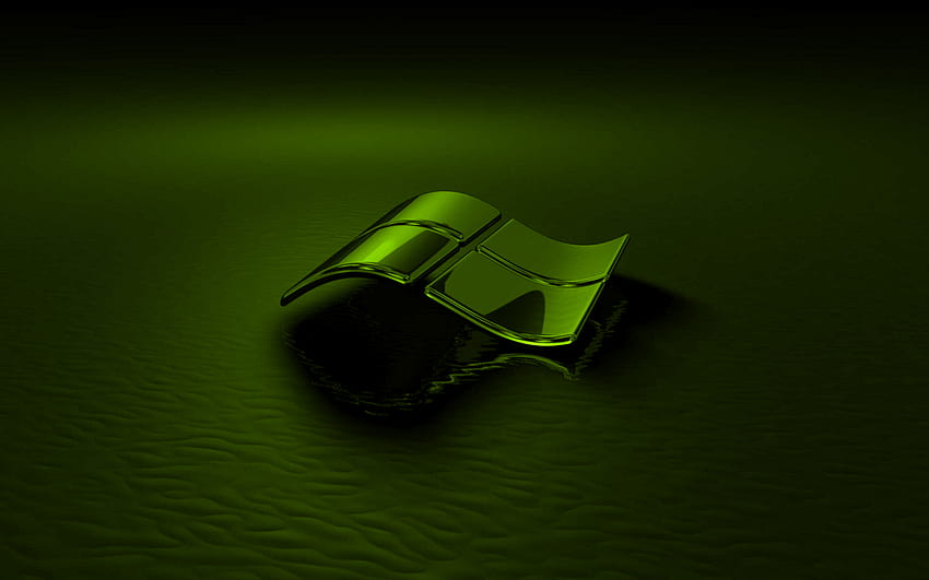 dark green 3d Windows logo, black background, 3d waves dark green background, Windows logo, Windows emblem, 3d art, Windows HD wallpaper