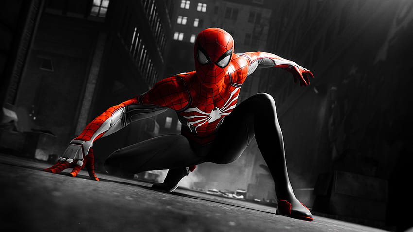 Negro y rojo, traje, Spider-man, videojuego. fondo de pantalla