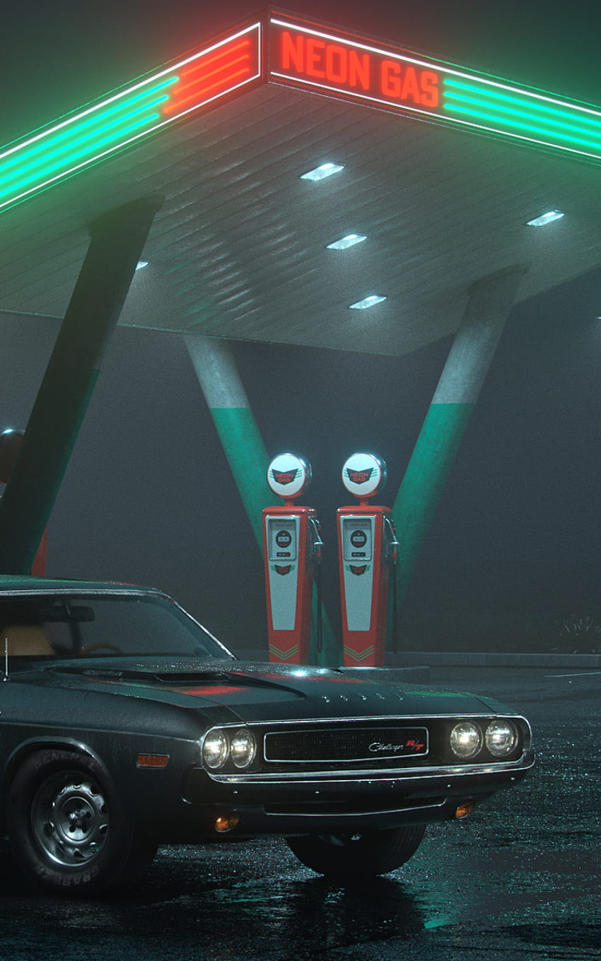 Dodge Challenger RT At Neon Gas Station Nexus 7, Samsung Galaxy Tab 10, Note Android Tablets , , Background, and HD phone wallpaper