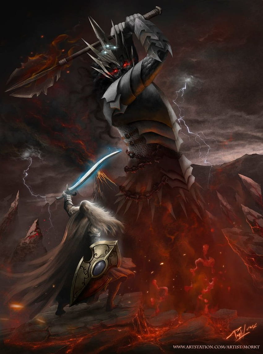 L'Affrontement final (Fingolfin contre Morgoth) de Morkt. Art déviant. Ceci est une représentation de mon événement préféré de la Legenda. Art de la Terre du Milieu, art de Tolkien, art de Lotr Fond d'écran de téléphone HD