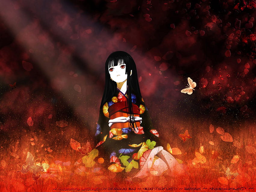 enma ai jigoku shoujo anime merah Wallpaper HD