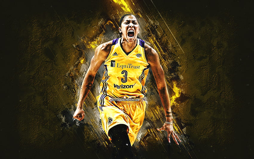 Candace Parker, Chicago Sky, American basketball player, WNBA, yellow stone background, basketball for with resolution . High Quality HD wallpaper