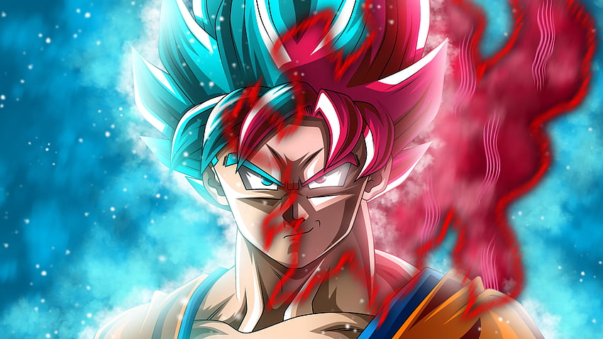 Goku Super Saiyan Blue And Gold Mix Black, Red and Blue Goku HD wallpaper