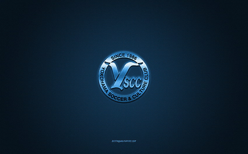 YSCC Yokohama, Japanese football club, blue logo, blue carbon fiber background, J3 League, football, Yokohama, Japan, YSCC Yokohama logo HD wallpaper