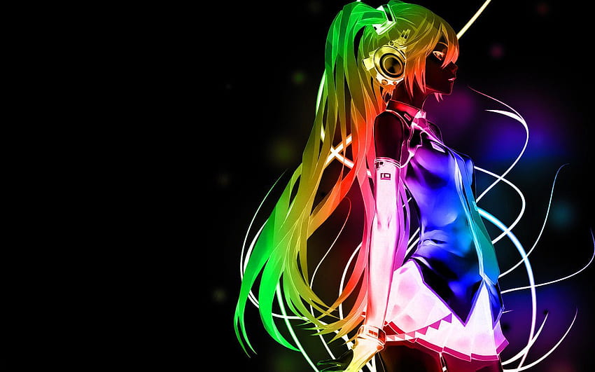 애니메이션 소녀와 배경. 배경화면, Neon Anime Girl HD 월페이퍼