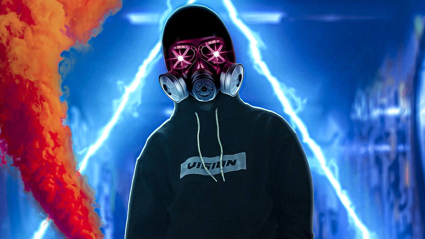 Maske Rauchbombe, Neon-Gasmaske HD-Hintergrundbild