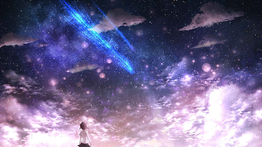 girl #anime #galaxy #stars #women #purple, HD Png Download , Transparent  Png Image - PNGitem