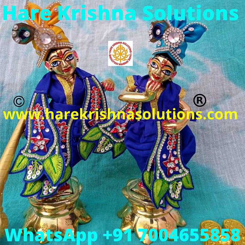 Inches Krishna Balaram Metal Deity / Statue /Murthy( Original Asthadhatu, Blue Dress and Accessories) - Hare Krishna Solutions HD phone wallpaper