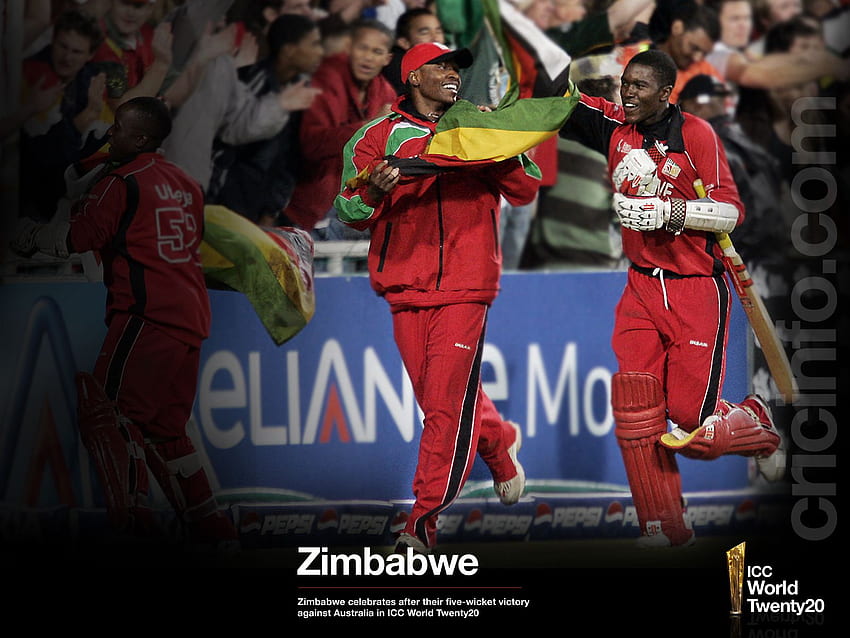Zimbabwe celebrates as they win against Australia. Cricket HD wallpaper