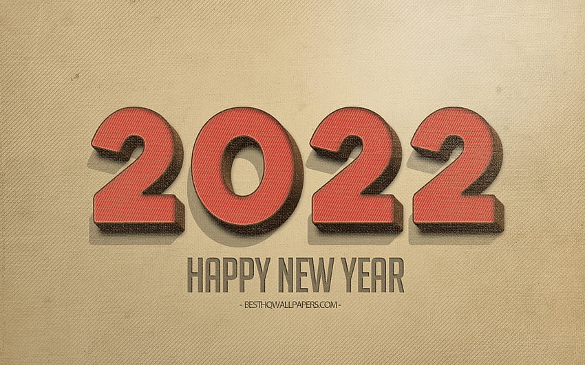 2022 New Year, retro art, 2022 Retro Background, 2022 concepts, Happy New Year 2022, brown retro background HD wallpaper