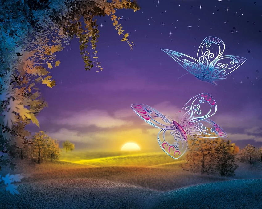 Schöne niedliche Schmetterlings-Fantasie-Magie, magische Ästhetik HD-Hintergrundbild