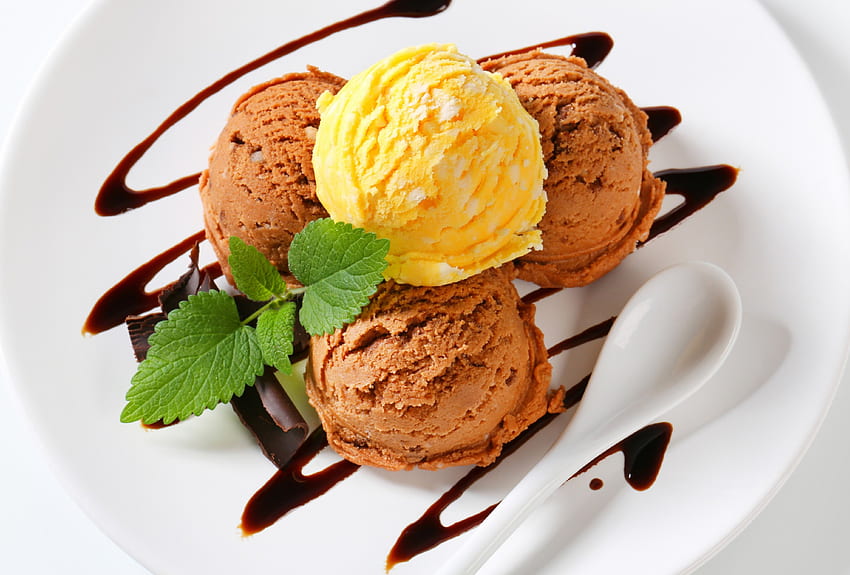 Сладолед, десерт, шоколад, вкусно HD тапет