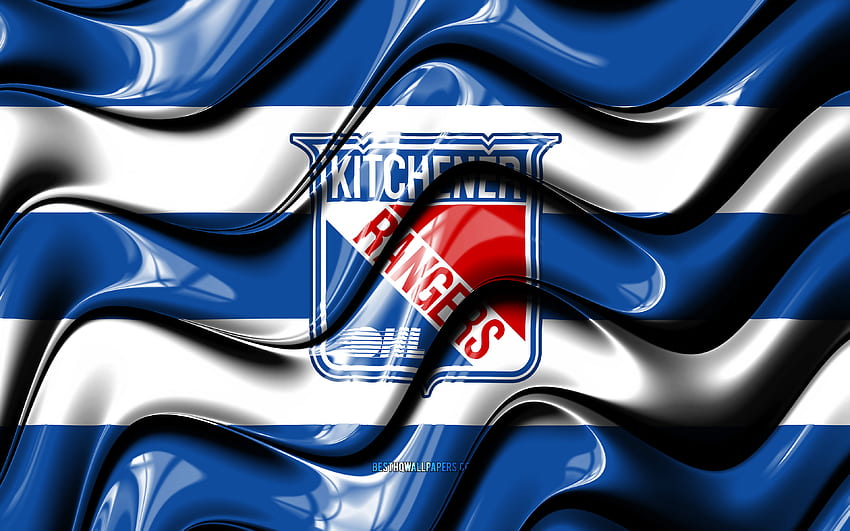 Kitchener Rangers flag blue and white 3D waves OHL canadian hockey 