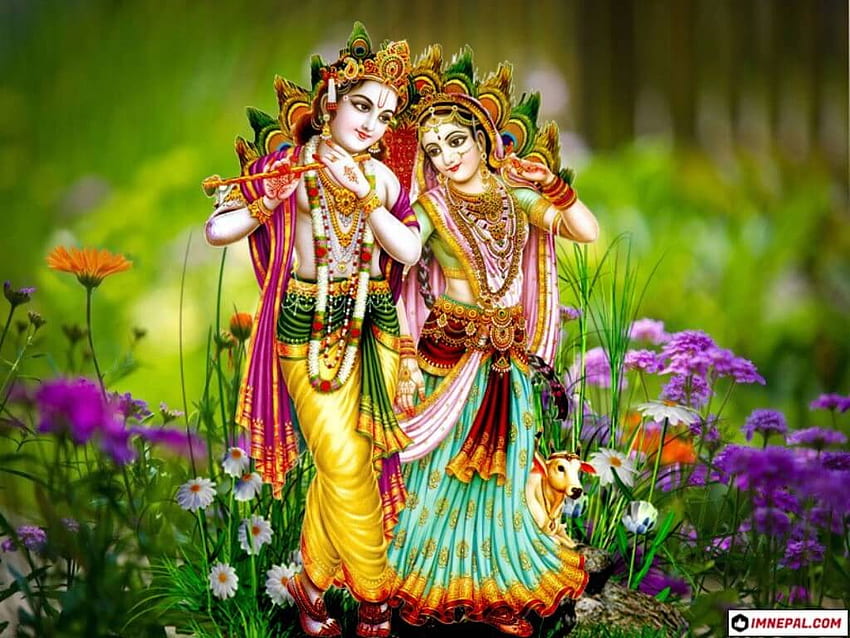 lord krishna and radha clipart flower