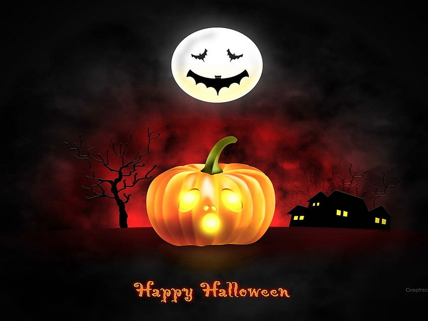 Halloween-Gruß, Halloween, Fledermaus, Orange, Pumpin HD-Hintergrundbild