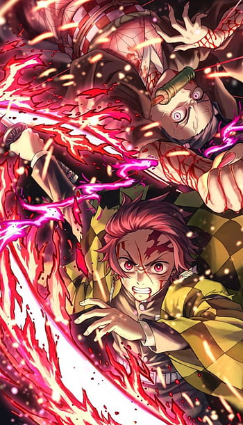 Tanjiro and nezuko, demon, kimetsu, no, slayer, yaiba, HD phone wallpaper