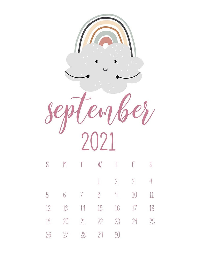 Календар на дъгите за септември 2021 г. Календар за 2021 г., отпечатан календар, страници с идеи за Bullet journal HD тапет за телефон