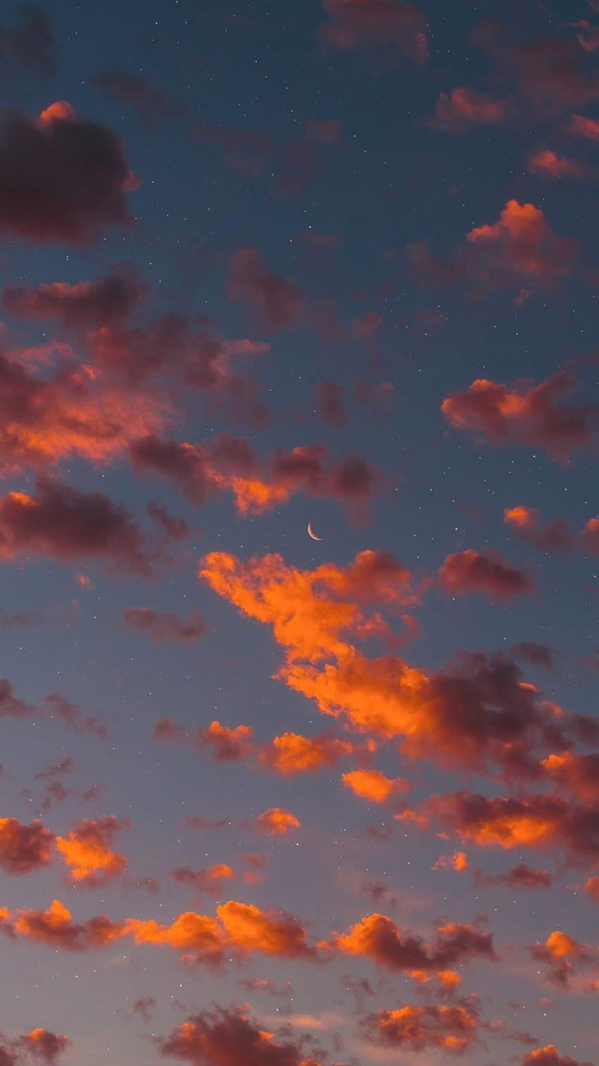 List of Best Orange Anime IPhone Crescent moon in the sunset sky in 2020. Sky aesthetic, Aesthetic pastel , Aesthetic iphone, Orange Cloud HD phone wallpaper