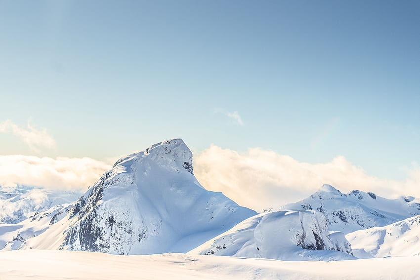 ธรรมชาติ เมฆ ภูเขา จุดสูงสุด ความสูง หิมะปกคลุม Snowbound วอลล์เปเปอร์ HD