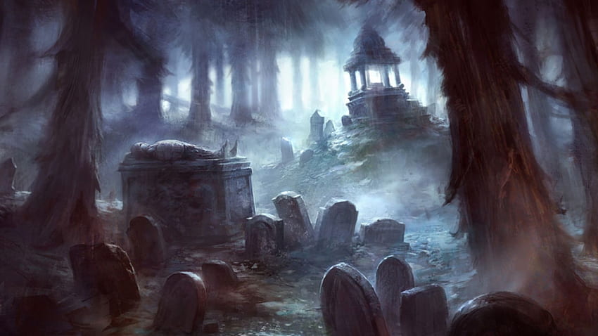 墓地の背景。 ゴシック墓地、死神墓地と不気味な墓地、ゴシック墓地 高画質の壁紙