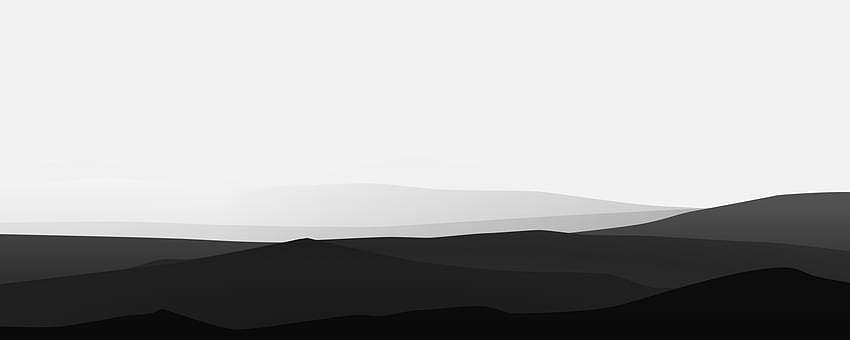 ミニマリストの山の白黒、最小限のデュアルスクリーン 高画質の壁紙