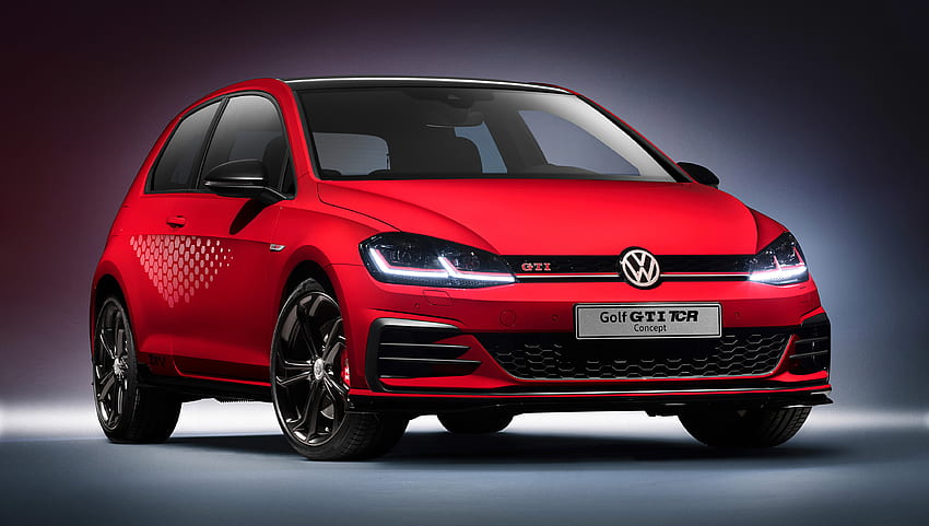 Volkswagen Golf GTI TCR Concept, red, compact car, 2018 HD wallpaper