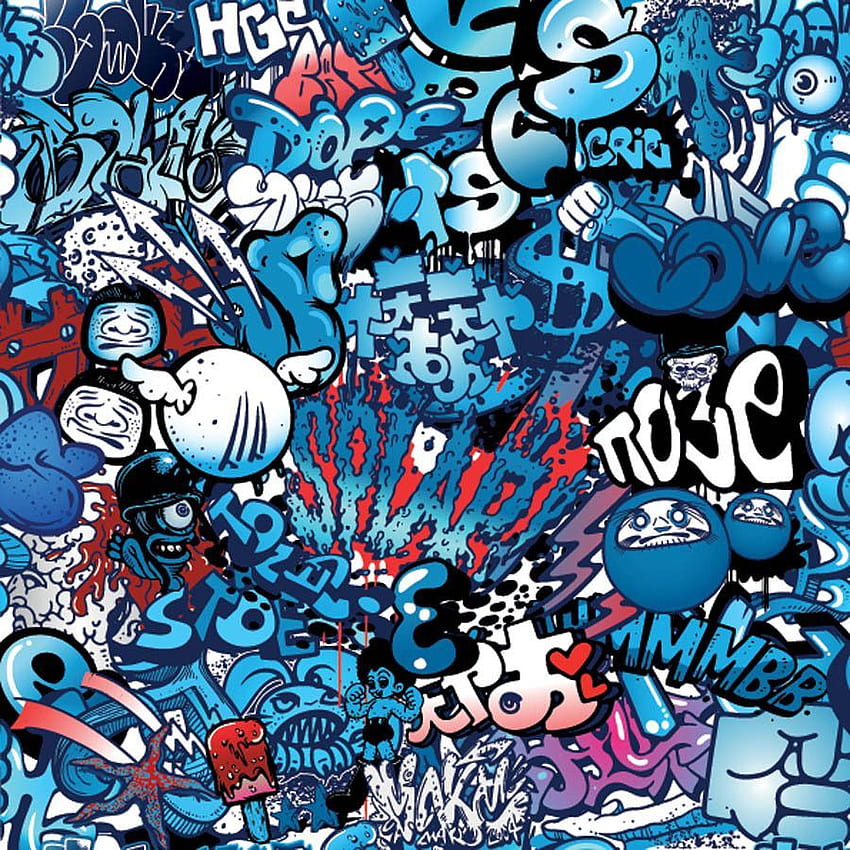 Gráficos de parede, Blue Graffiti Papel de parede de celular HD