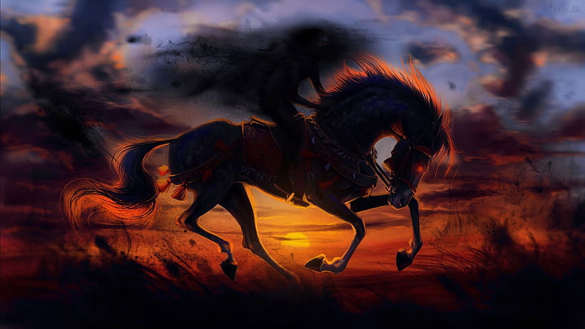 Horse, Evil, Sunset, , Creative Graphics, Abstract Horse HD wallpaper